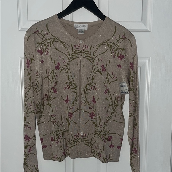 NWT Silk Club Vintage Silk Floral Cardigan - Picture 1 of 8